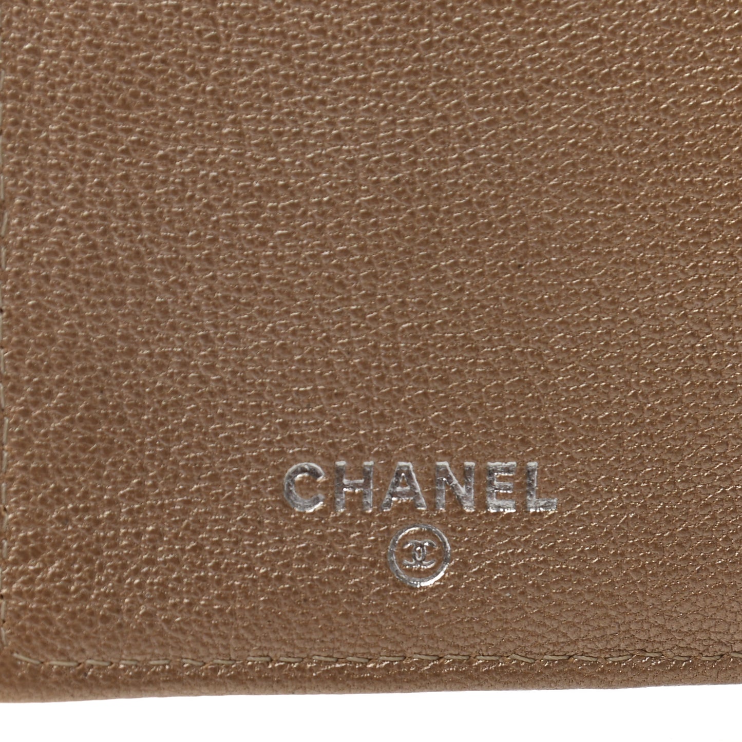 Metallic Calfskin Diamond Stitched Flap Wallet Silver Gold