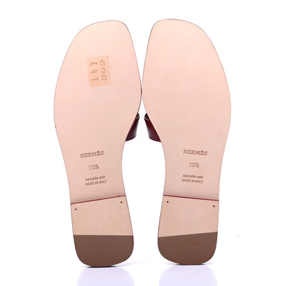 Hermes Calfskin Oran Sandals 38.5 Rouge Tomette 5 of 9