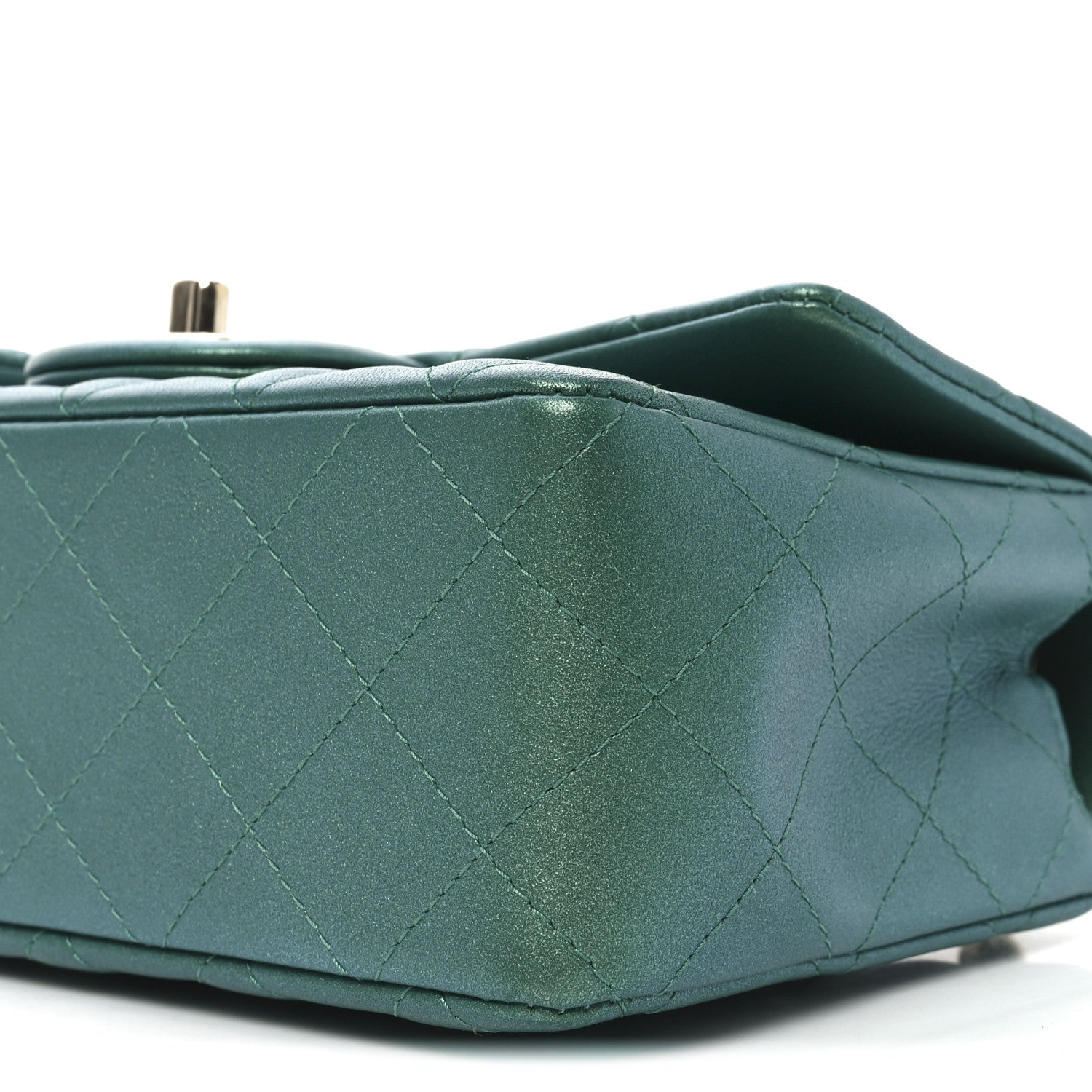 Chanel Iridescent Lambskin Quilted Mini Rectangular Flap Green 10 of 11