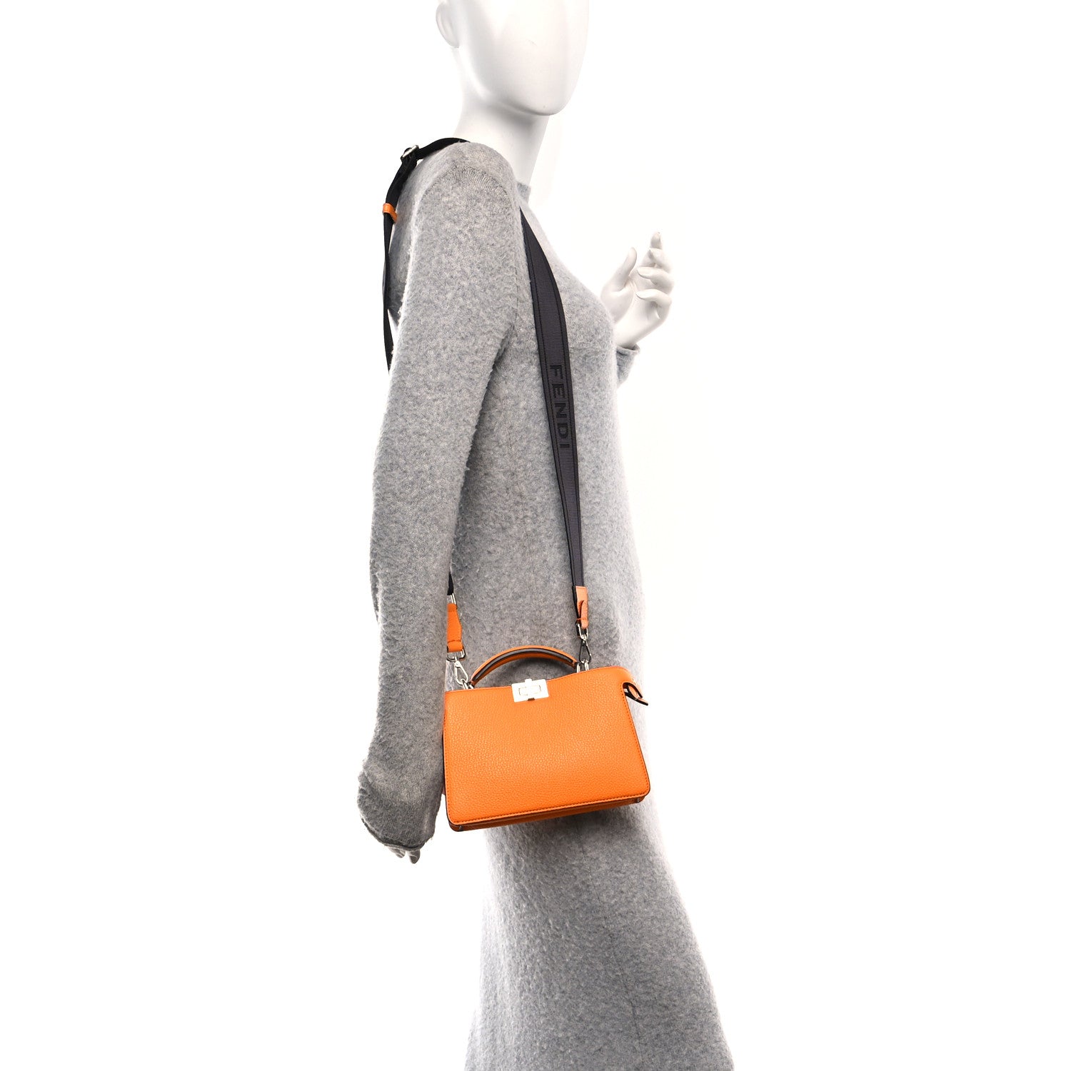 Fendi Cuoio Romano Vitello Cover Bi-Color Peekaboo I See U X Cross Satchel Orange 2 of 10