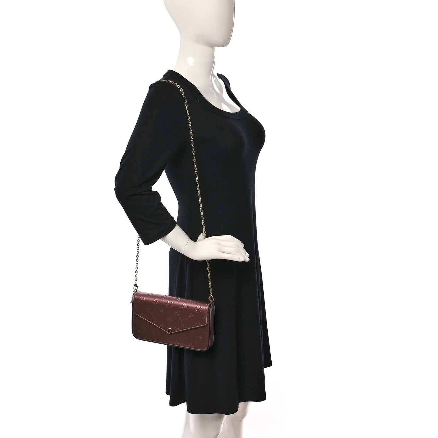 Vernis Pochette Felicie Chain Wallet Metallic Pale Pink