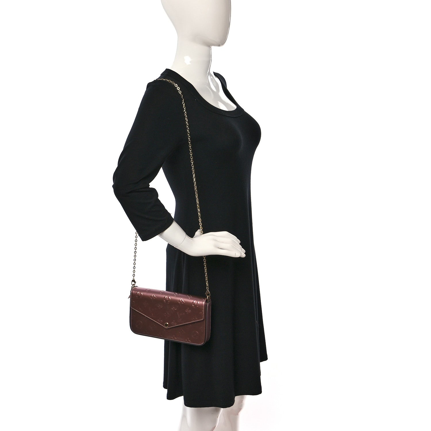 Louis Vuitton Vernis Pochette Felicie Chain Wallet Metallic Pale Pink 2 of 9