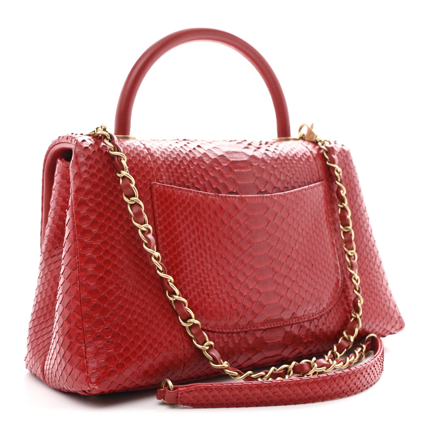 Chanel Snakeskin Small Coco Handle Flap Red 1822444 – FASHIONPHILE