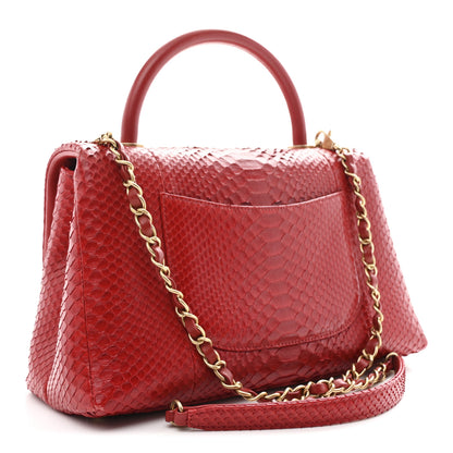 Chanel Snakeskin Small Coco Handle Flap Red 3 of 12