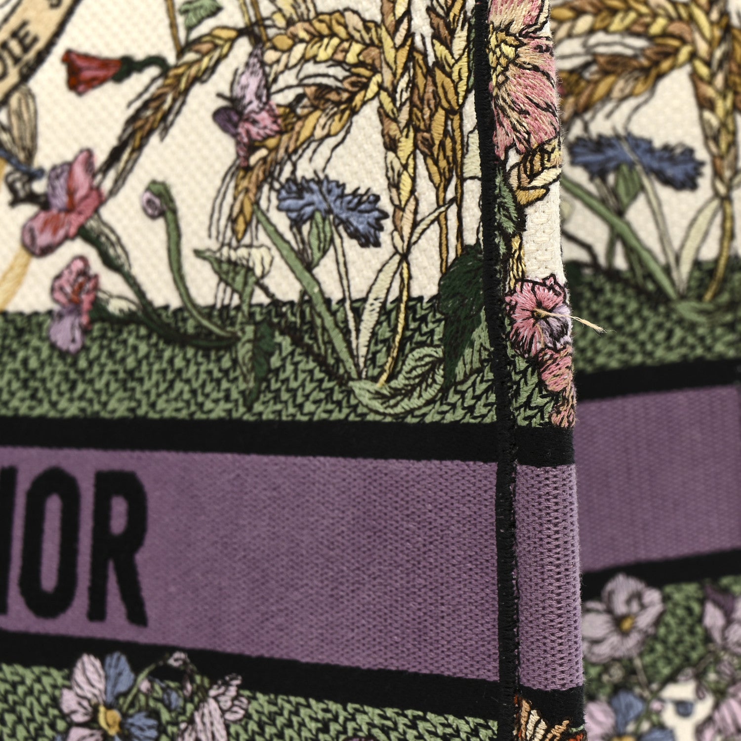 Christian Dior Canvas Embroidered Large 4 Saisons Hiver Soleil Book Tote  Lilac Multicolor 13 of 16