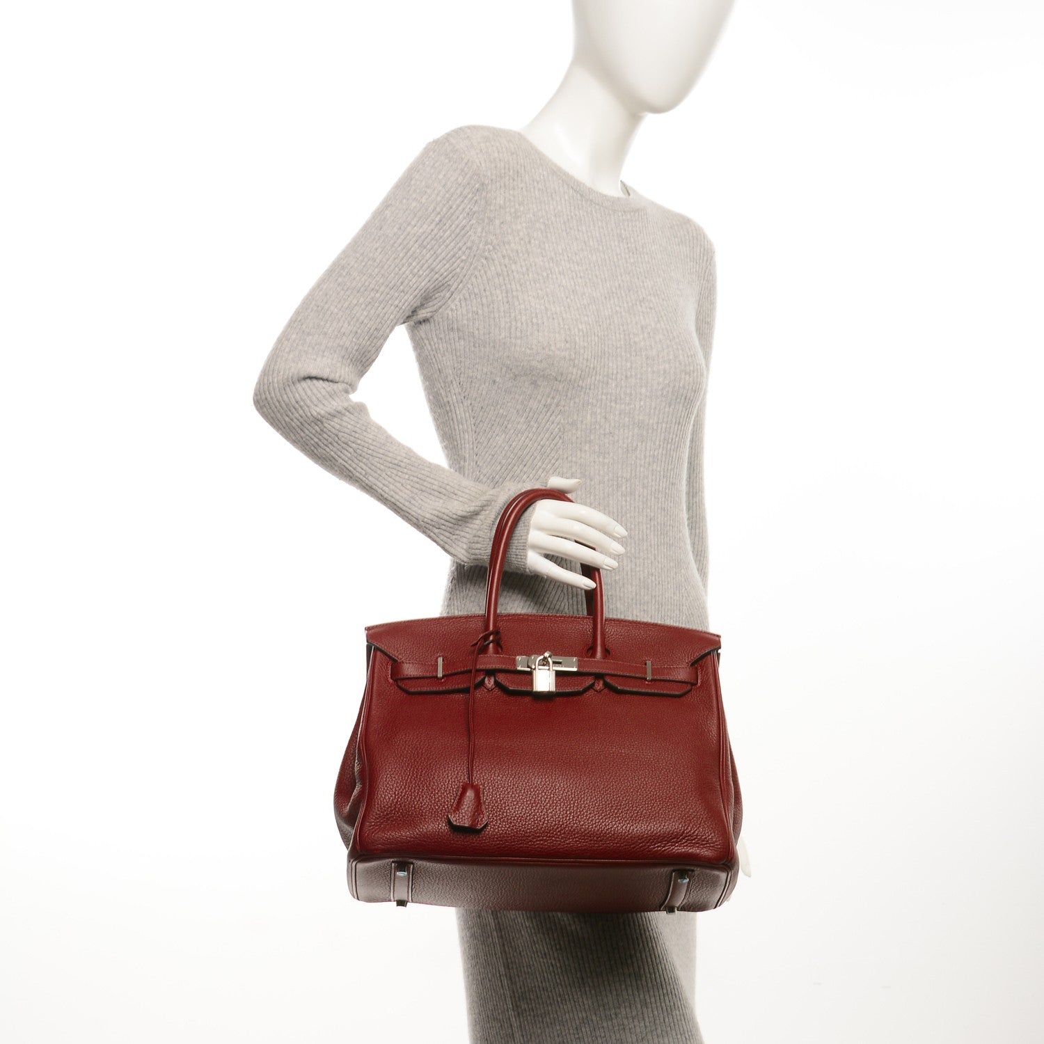 Hermes Taurillon Clemence Birkin 35 Rouge H 2 of 29