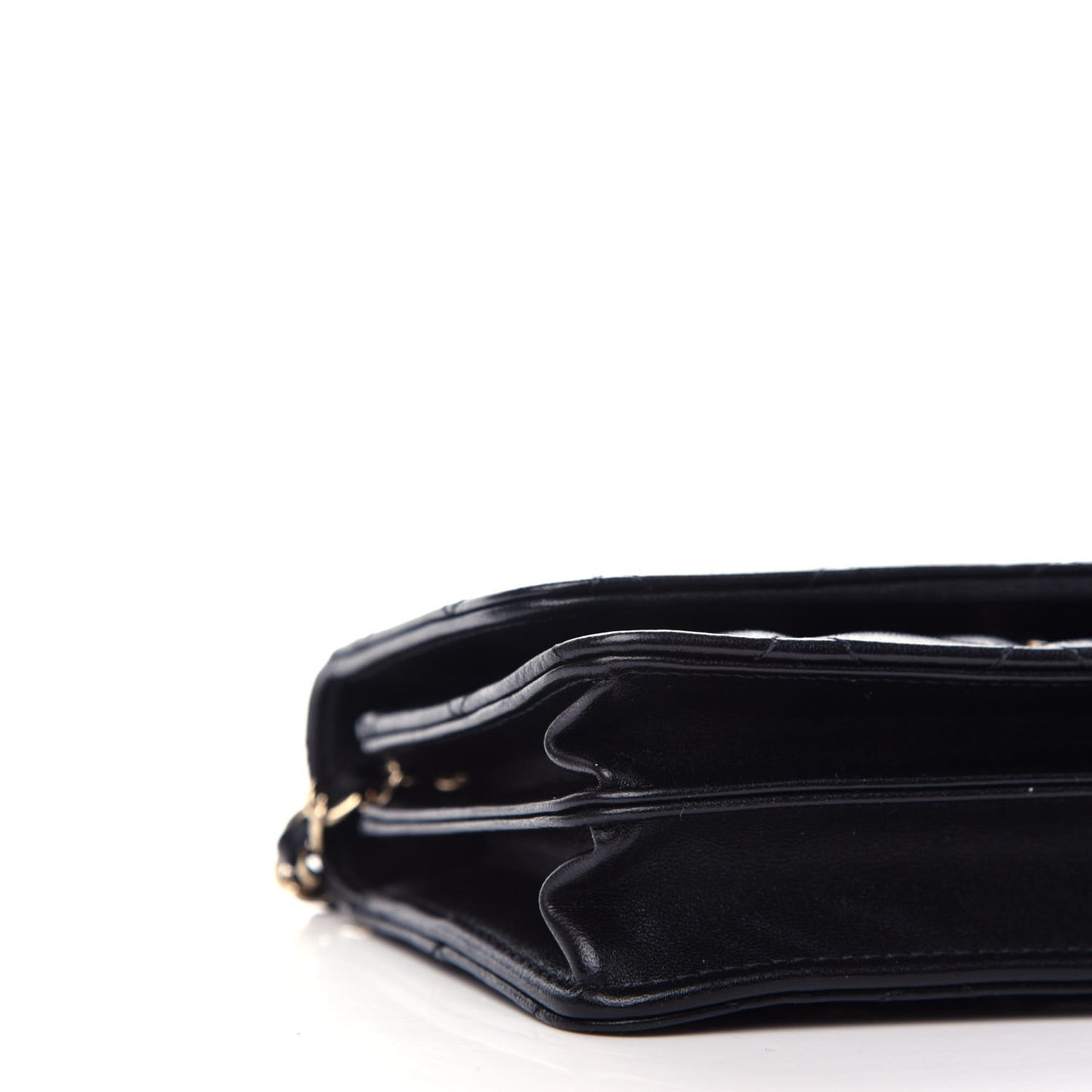 Lambskin Quilted Mini Camellia Bow Wallet On Chain WOC Black