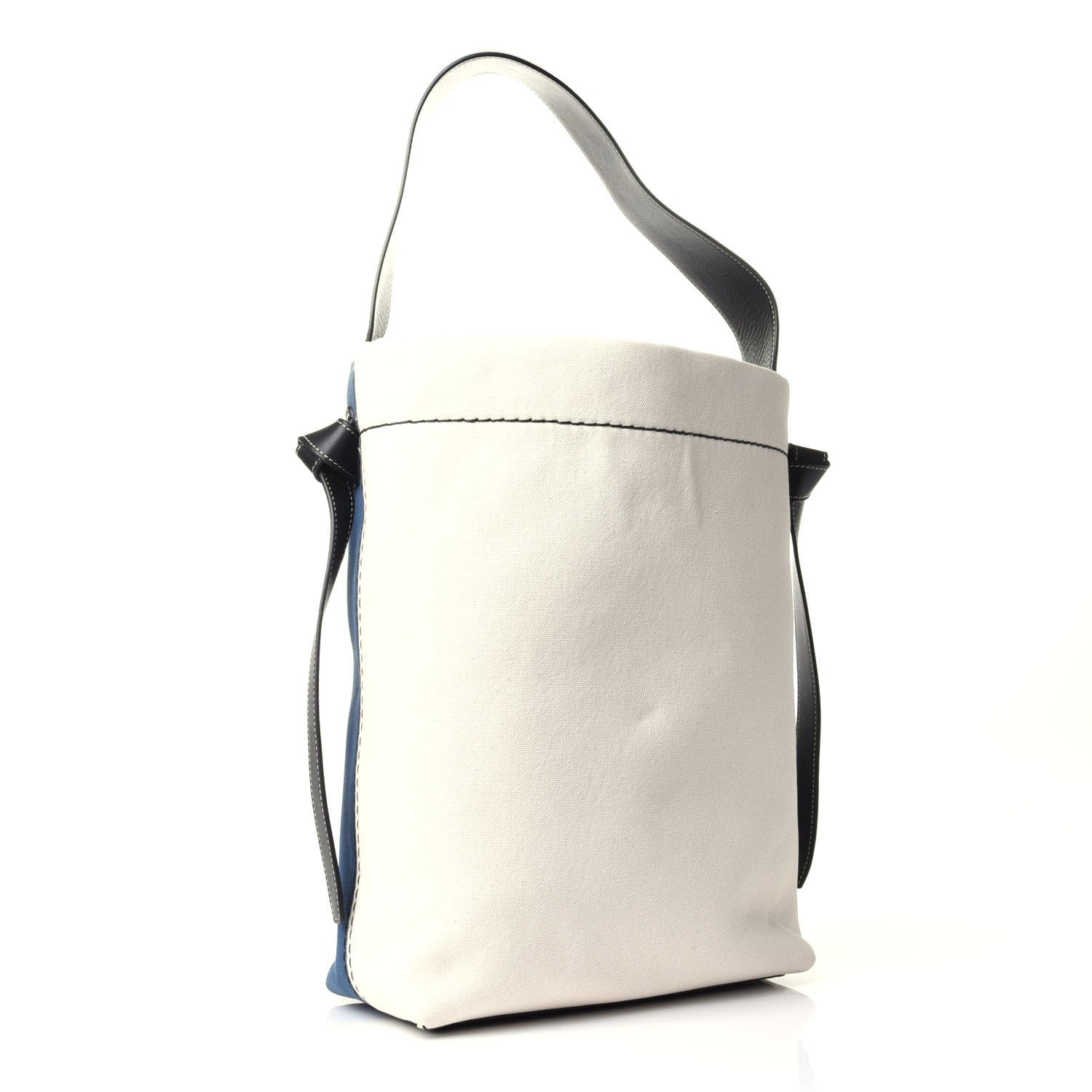 Celine Canvas Small Twisted Cabas Beige Blue 2 of 9