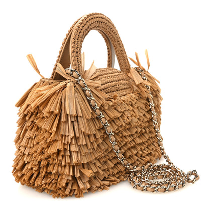 Chanel Raffia Fringe Nano Kelly Shopper Dark Beige 3 of 11