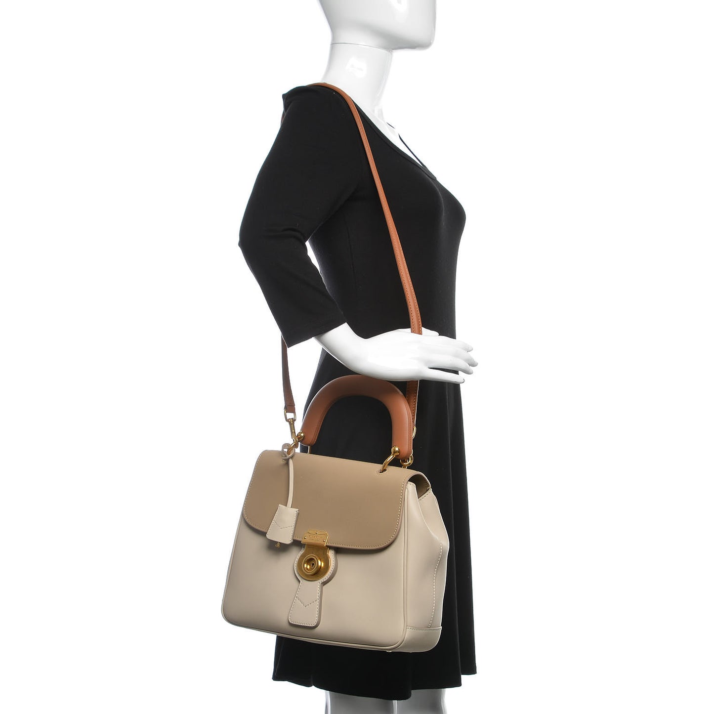 Trench Calfskin Medium DK88 Top Handle Bag Limestone Honey