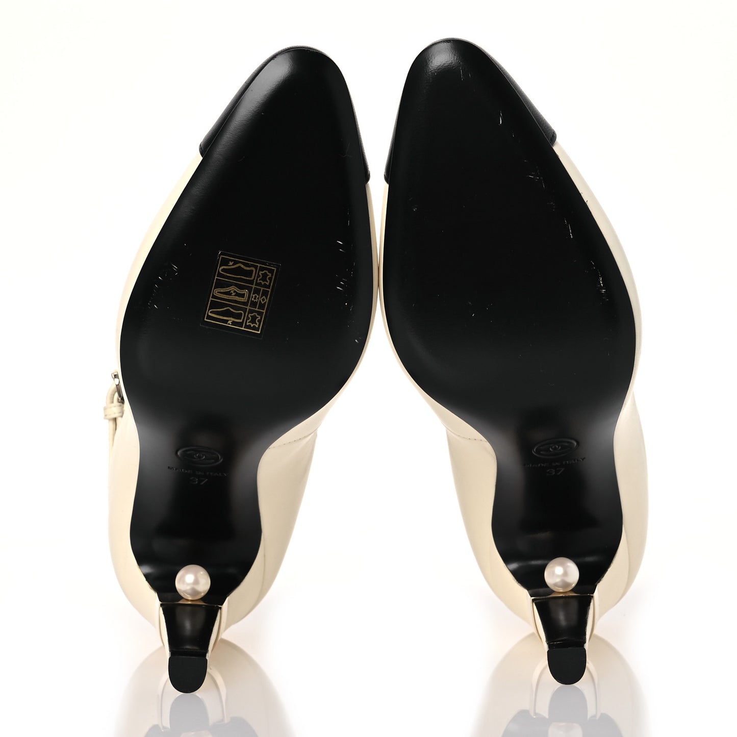 Lambskin Booties 37 Black White