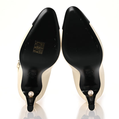 Chanel Lambskin Booties 37 Black White 6 of 12