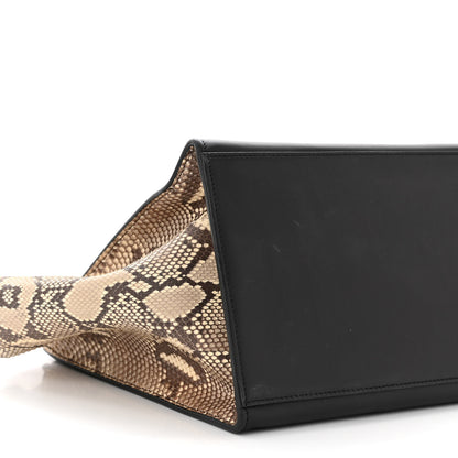 Celine Snakeskin Calfskin Medium Trapeze Black Red 8 of 10