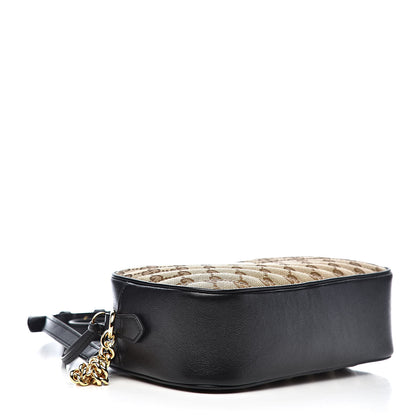 Gucci Monogram Matelasse Diagonal Small GG Marmont Chain Shoulder Bag Beige Black 4 of 11