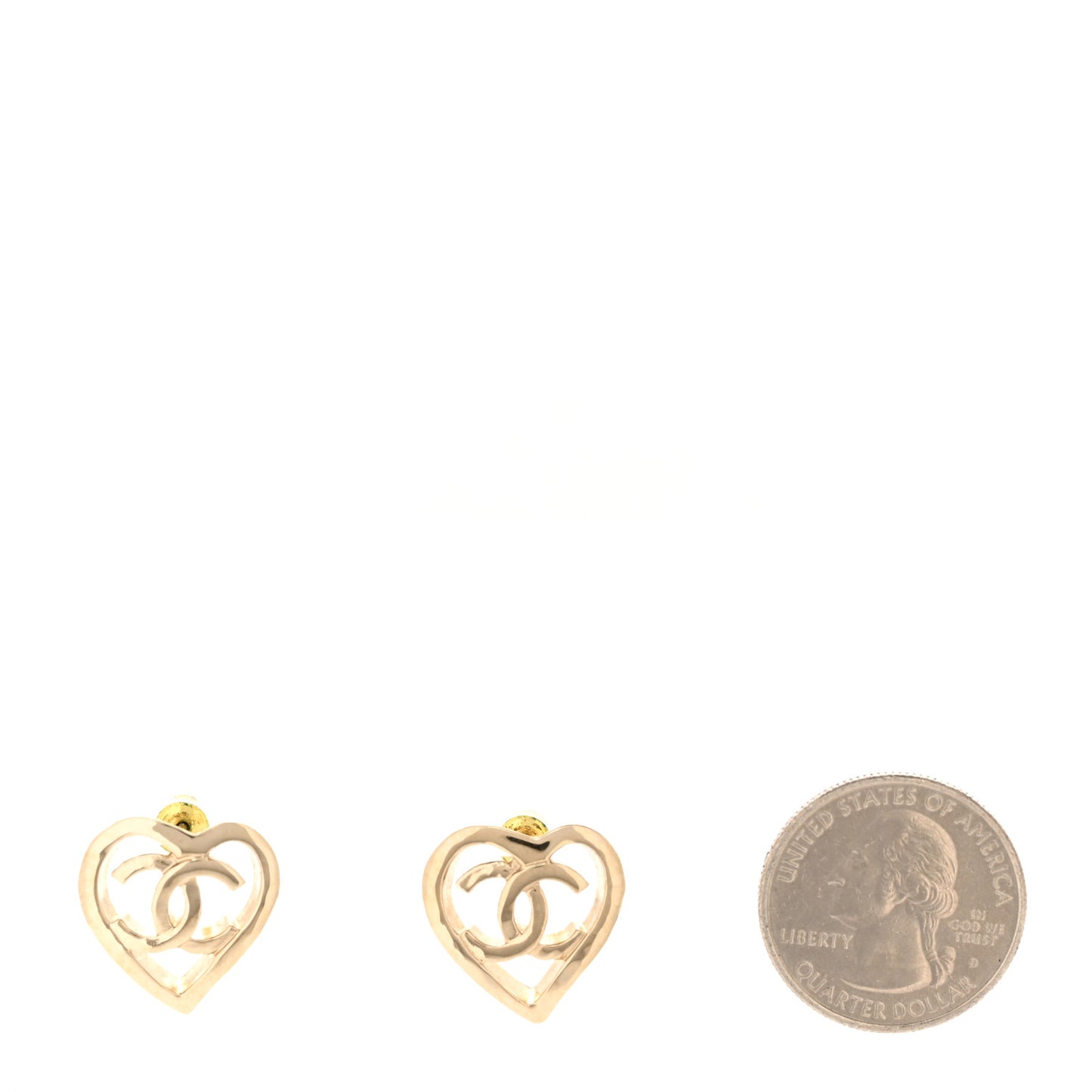 Metal CC Heart Coco In Love Earrings Gold
