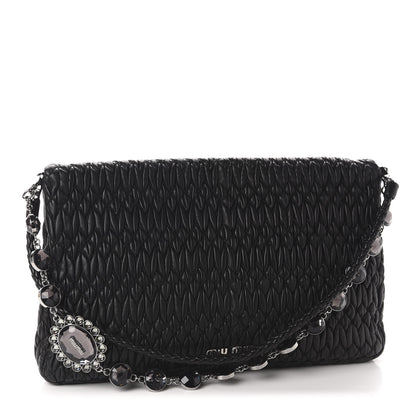 Miu Miu Nappa Matelasse Crystal Flap Clutch Black 3 of 10