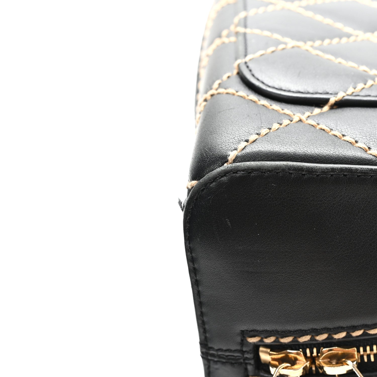 Chanel Calfskin Wild Stitch Vertical Top Handle Bag Black 1792117