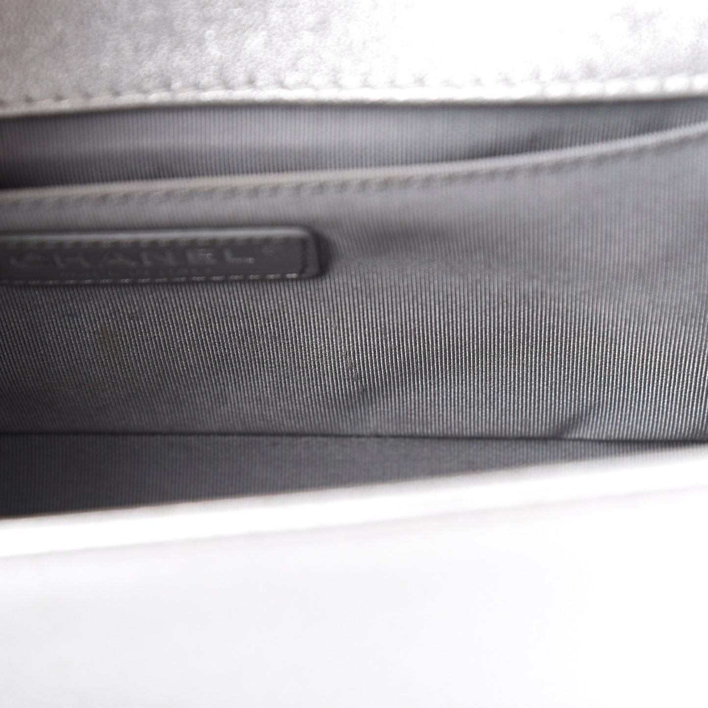 Metallic Perforated Lambskin Quilted Medium Boy Flap Argent