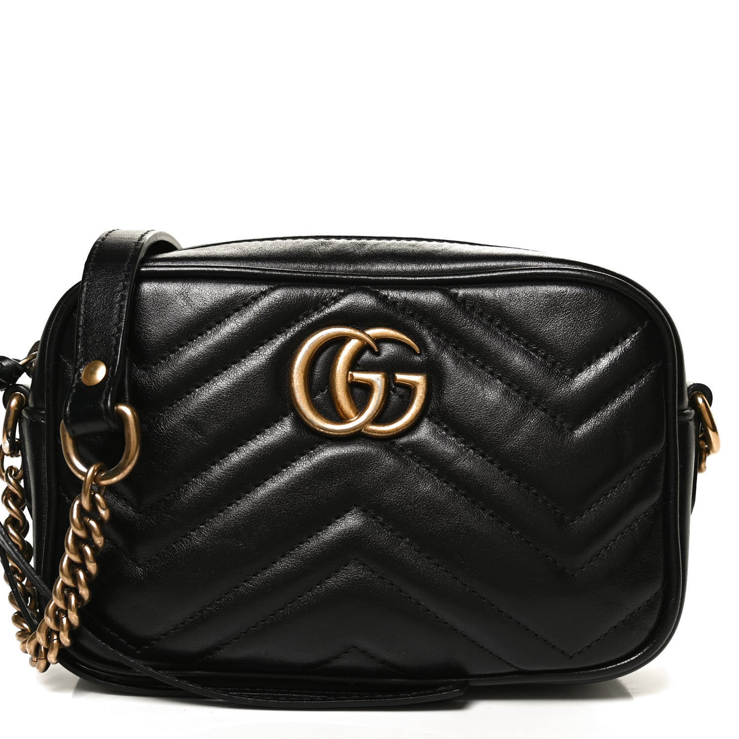 Calfskin Matelasse Mini GG Marmont Chain Shoulder Bag Black