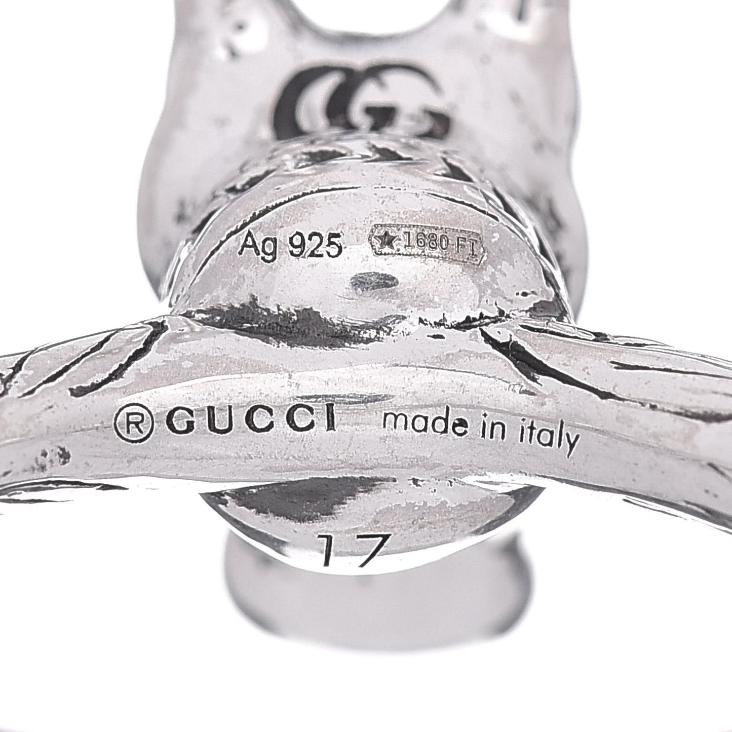 Sterling Silver Anger Forest Rabbit Head Ring 57 8