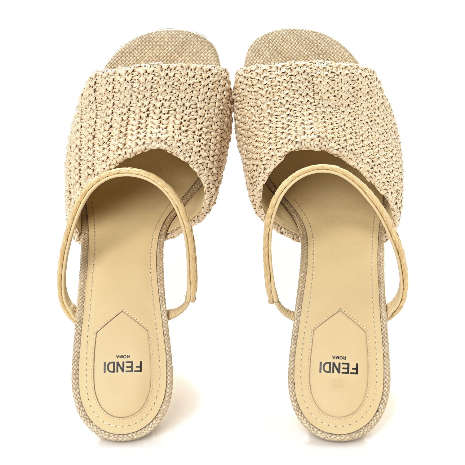 Fendi Raffia Intreccio Fendi First 95mm Slide Sandals 41 Paglia 2 of 8
