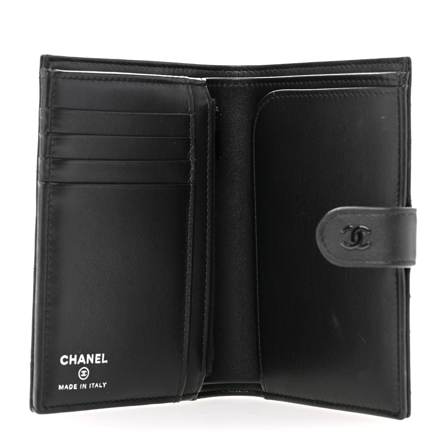 Grained Calfskin Quilted passport Holder Wallet So Black