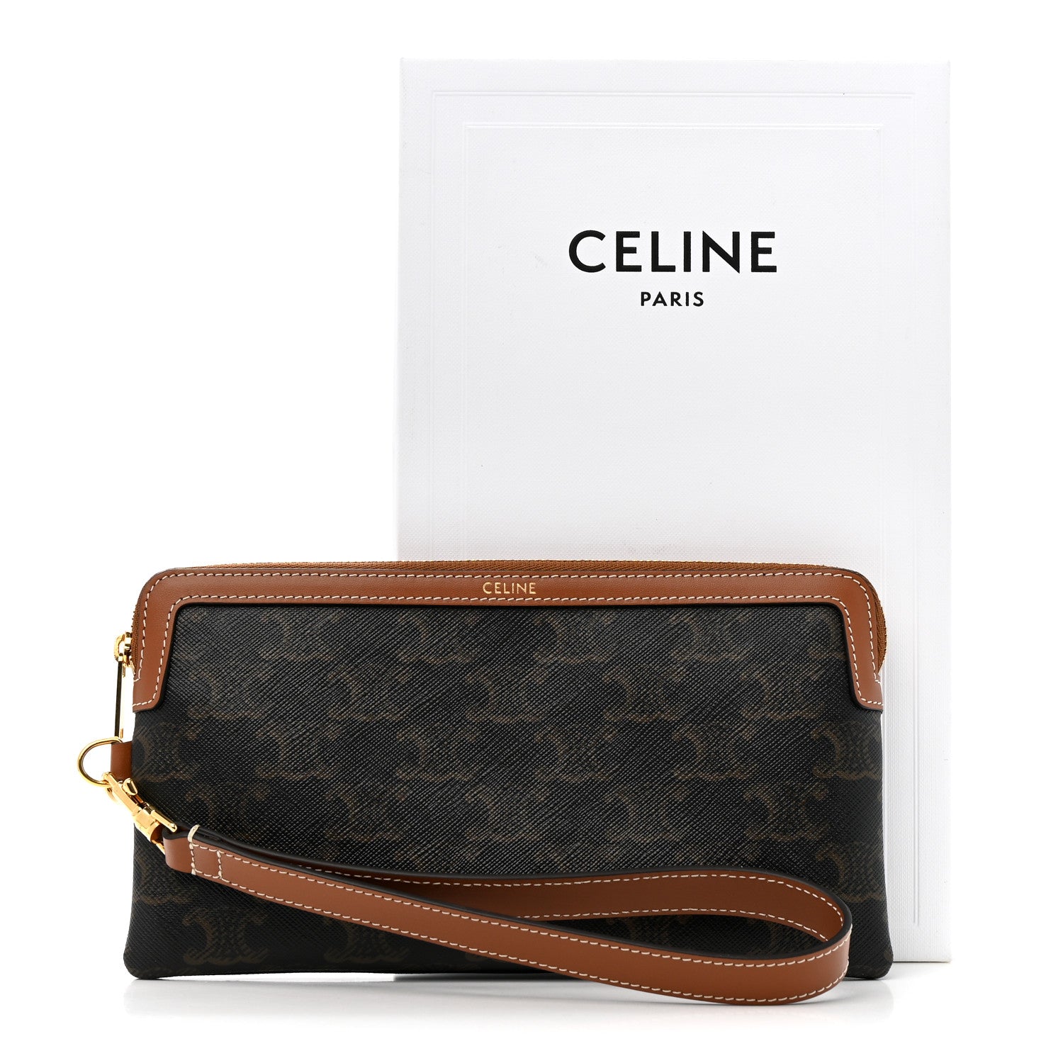Celine Triomphe Calfskin Long Pouch With Strap Tan 9 of 9