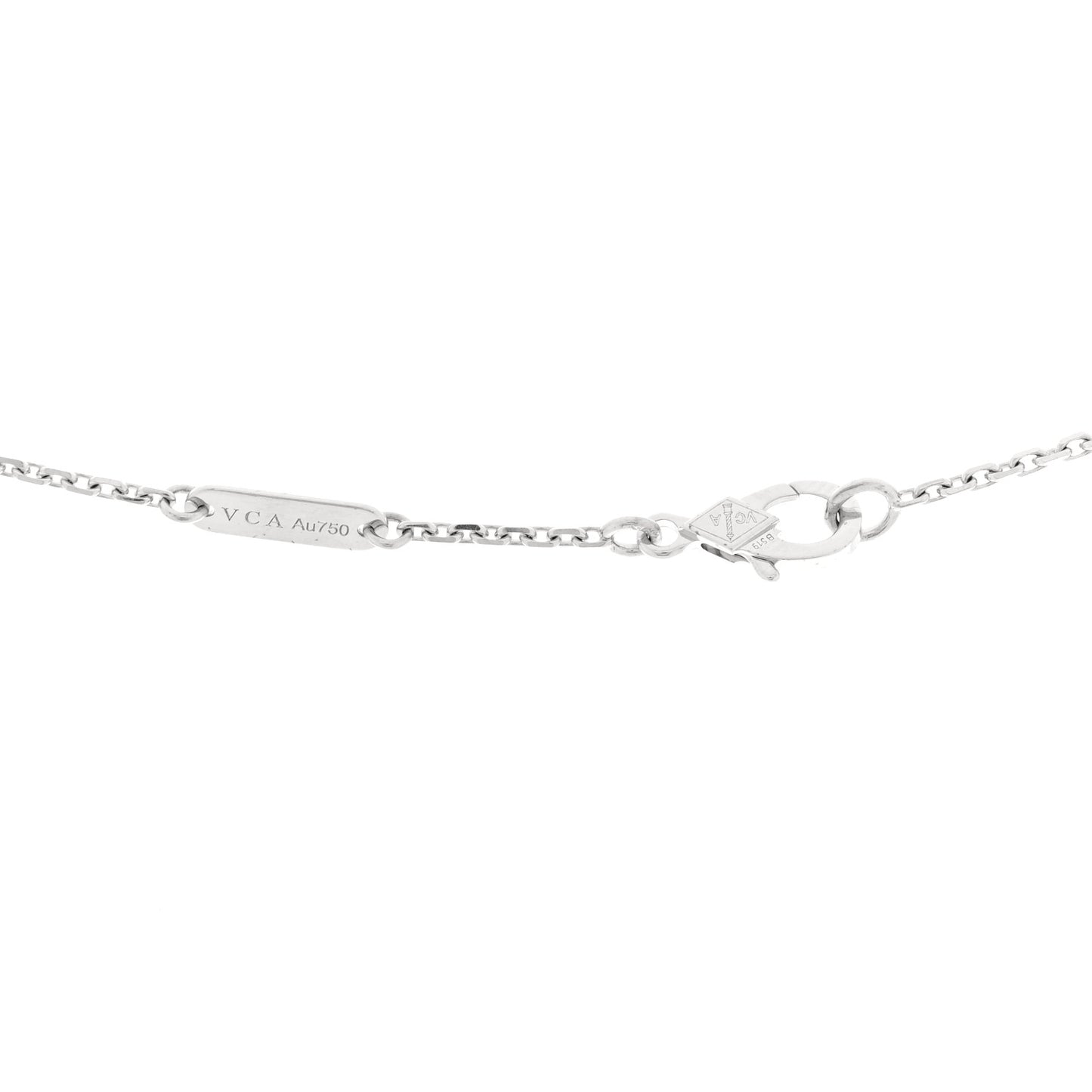 18K White Gold Diamond Vintage Alhambra Pendant Necklace