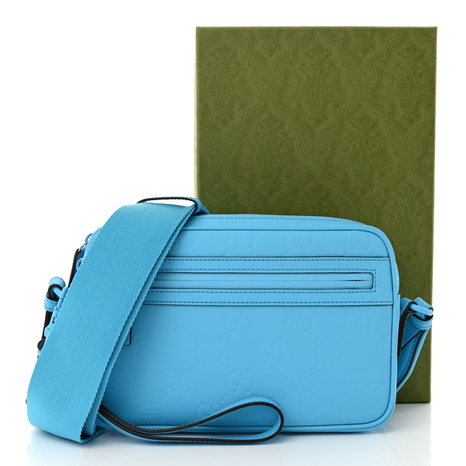 Gucci Rubber Effect Monogram GG Crossbody Bag Bright Blue 11 of 11