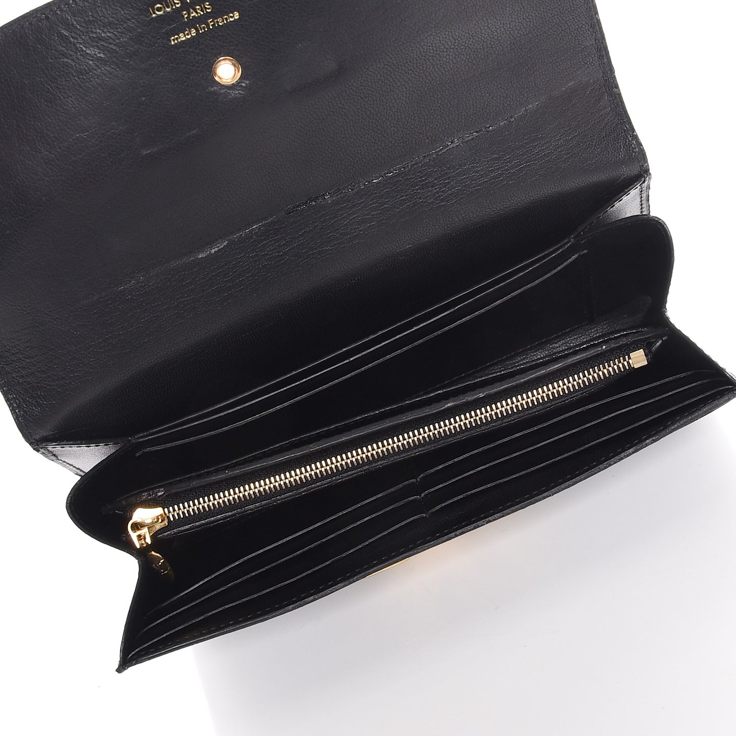 Box Calfskin Vivienne LV Long Wallet Black