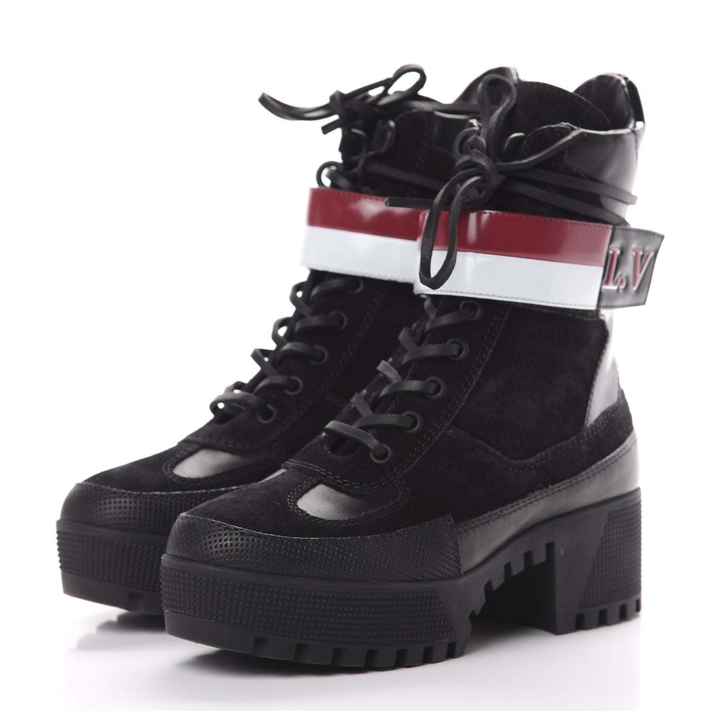 Suede Calfskin Laureate Platform Desert Boots 36 Black