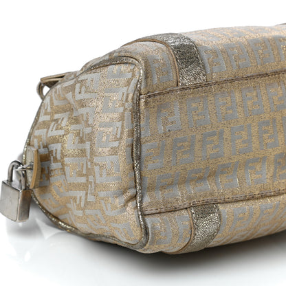 Fendi Metallic Jacquard Zucchino Mini Forever Boston Gold Silver 9 of 41