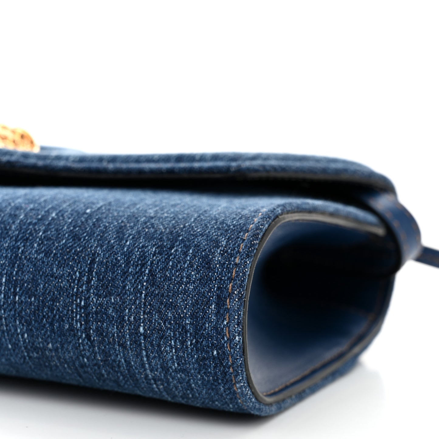 Denim La Medusa Wallet On Strap Navy Blue