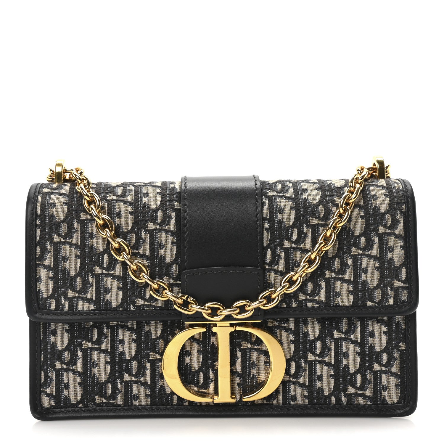 Christian Dior Oblique 30 Montaigne Chain Flap Bag Blue 1 of 11
