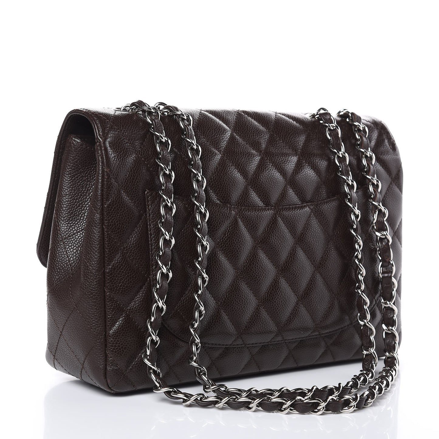 Caviar Quilted Jumbo Single Flap Dark Brown