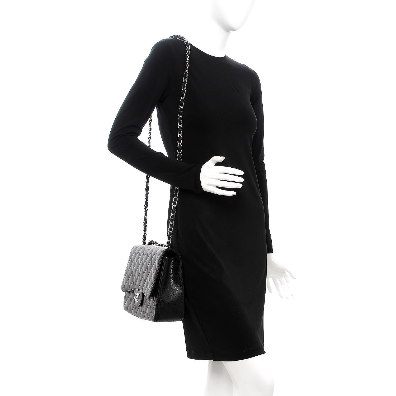 Chanel Caviar Quilted Jumbo Single Flap Black 2 of 9