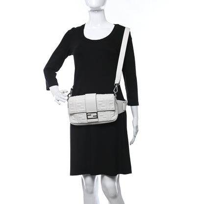 Fendi Nappa FF 1974 Embossed Belt Baguette Bag White 3 of 9