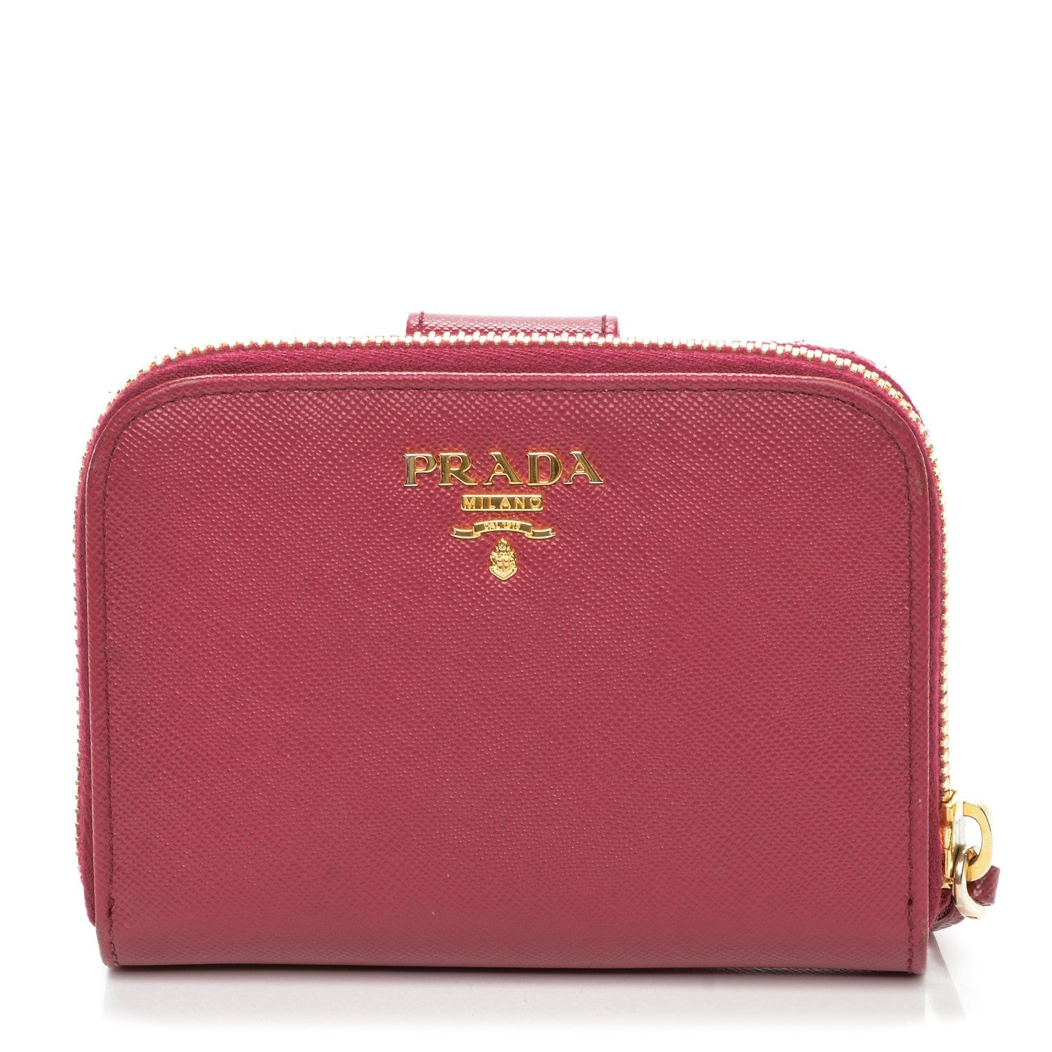 Prada Saffiano Metal Compact Zip Around Wallet Ibisco 1 of 11