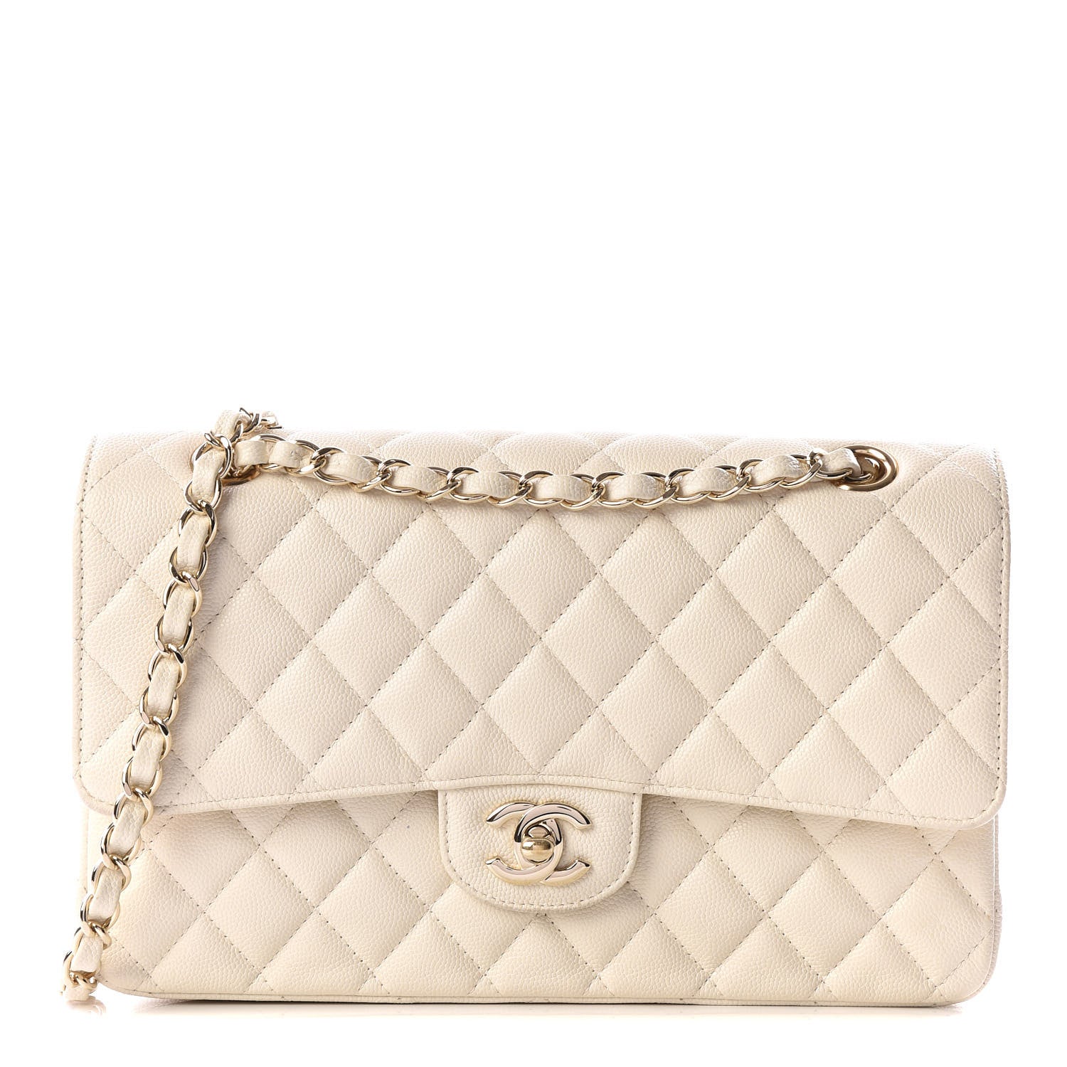 Chanel Caviar Quilted Medium Double Flap White 1 of 12