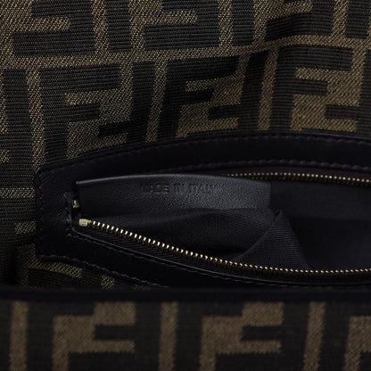 Fendi Fabric Jacquard FF 1974 Medium Baguette Tobacco Moro Black 9 of 12