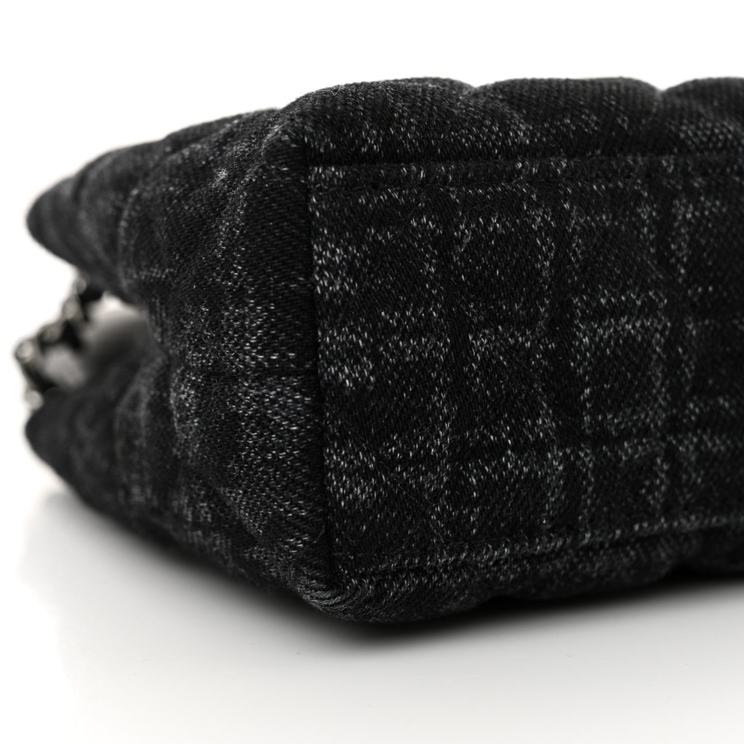 Chanel Printed Denim Quilted Nano Kelly Shopper Black Grey 9 of 11