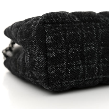 Chanel Printed Denim Quilted Nano Kelly Shopper Black Grey 9 of 11