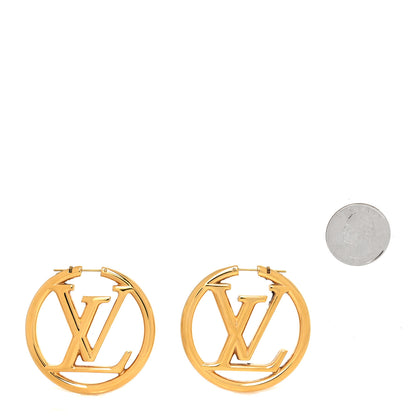 Louis Vuitton Metal Louise Hoop Earrings Gold 2 of 6