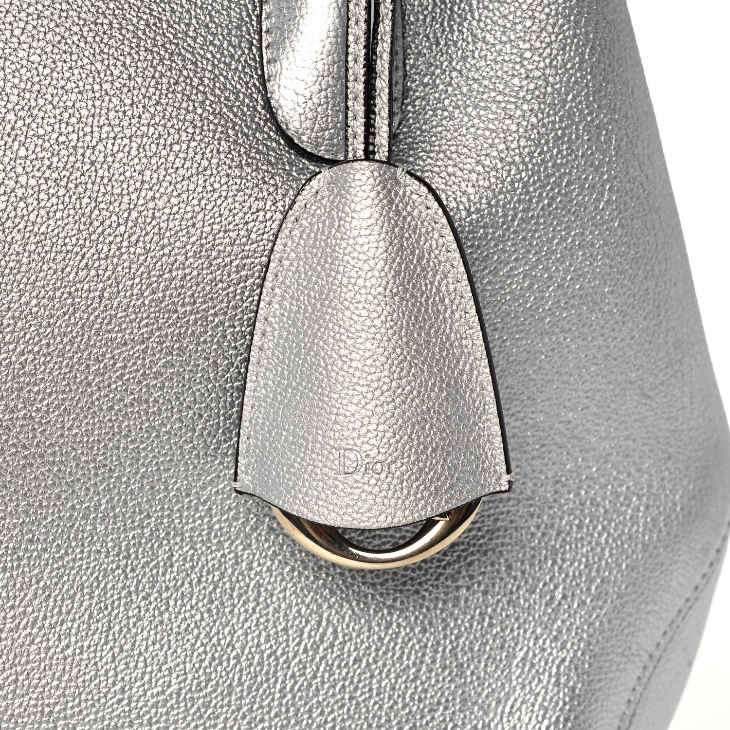 Christian Dior Metallic Supple Grained Calfskin Medium Open Bar Tote Silver 7 of 14