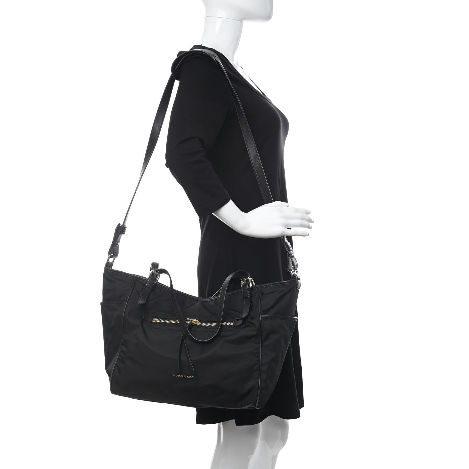 Burberry Nylon House Check Diaper Tote Black 2 of 15