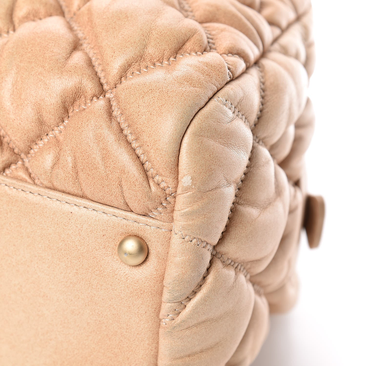 Chanel Lambskin Bubble Quilt Bowler Beige 11 of 14