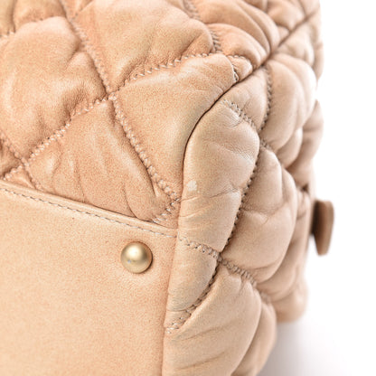 Chanel Lambskin Bubble Quilt Bowler Beige 11 of 14