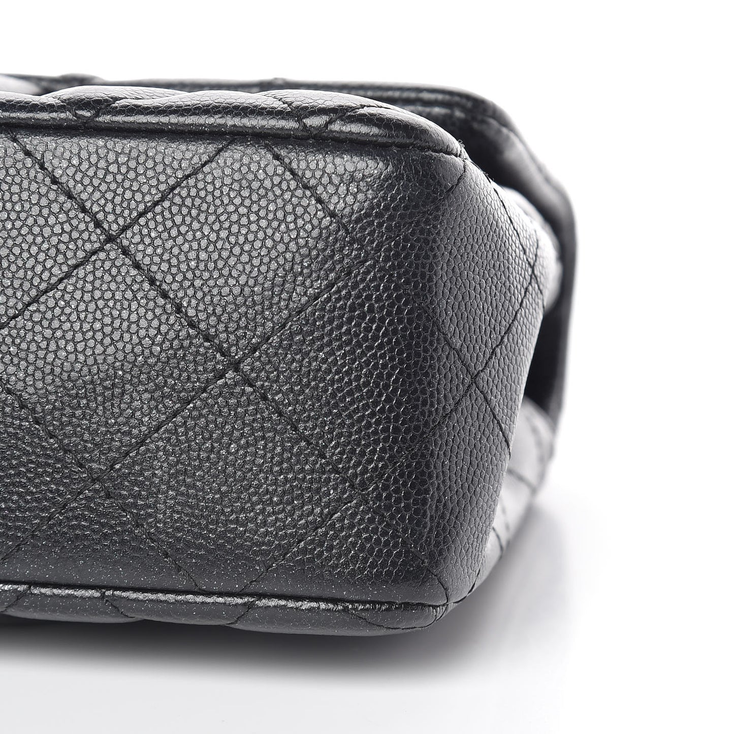 Iridescent Caviar Quilted Mini Rectangular Flap Black