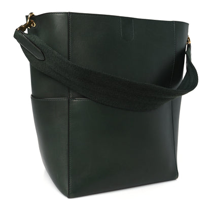 Celine Smooth Calfskin Sangle Bucket Bag Dark Forest 3 of 8