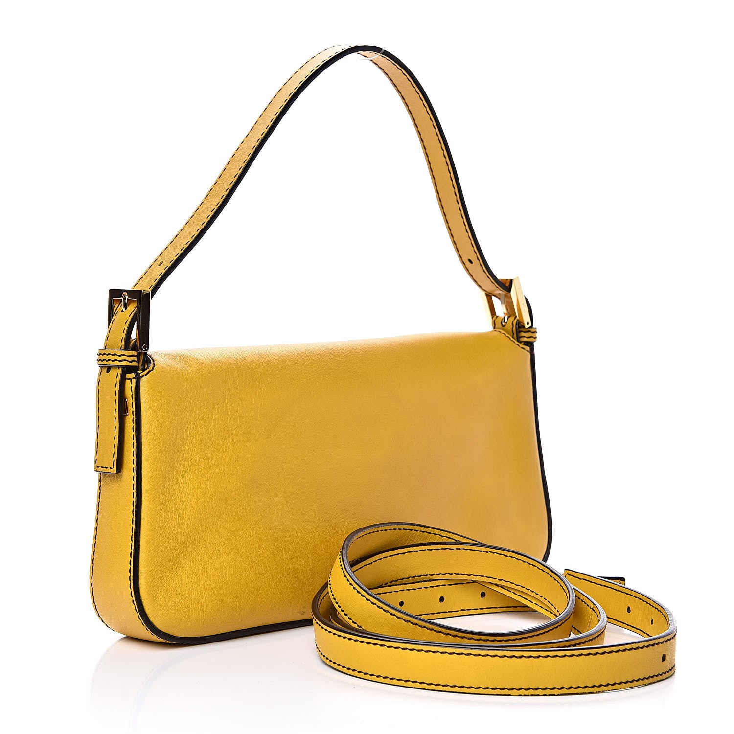 Fendi Vitello Flamingo Enamel Interchangeable Strap Baguette Chantilly Marrone Tobacco 5 of 14